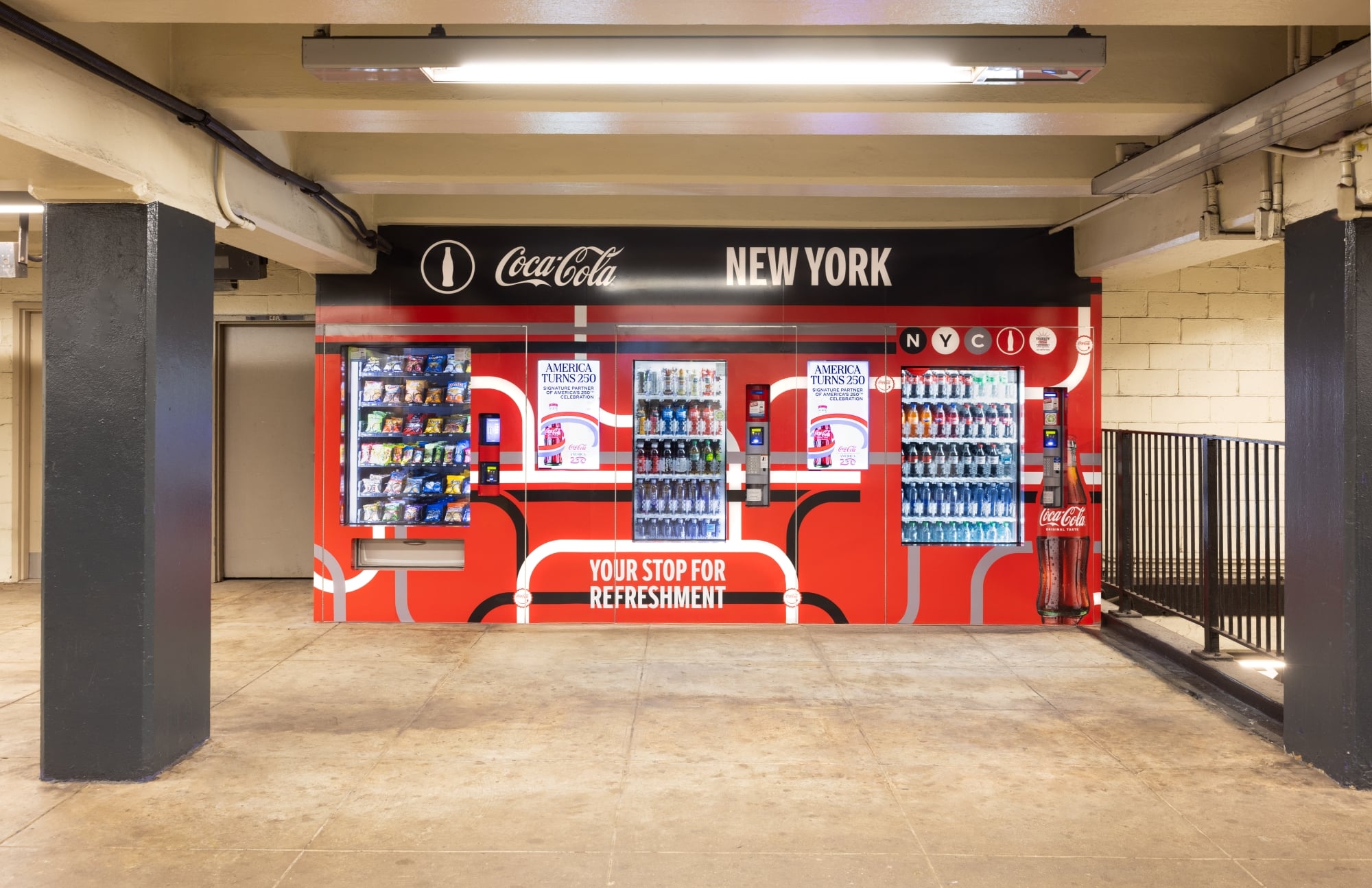 Station vending machines on a busy UK railway concourse