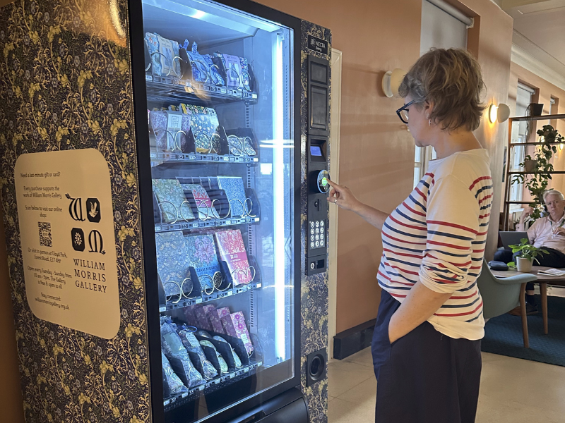 Museum vending machines in a UK museum entrance hall